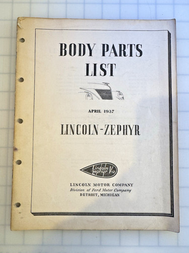 Body parts list lincoln zephyr - lincoln,