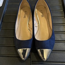 Navy Ballet Shoe with Silver Toe - Uk Size 5