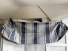 Antique Fabric. Vintage Blue Ticking, Bolster Cushion Denim Textile, Furnishings