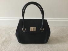 Hobbs Navy leather croc embossed handbag