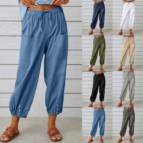 Womens cotton linen cropped - womens,