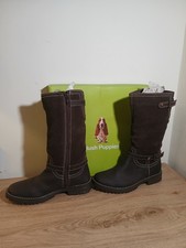 Girls Hush Puppies Brown Boots Mid Calf Zip Up  UK 3/ EU 36 New in box 