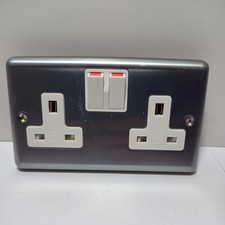 Mk K2947MCO 13a 2G DP Switch Skt Albany Brushed Chrome