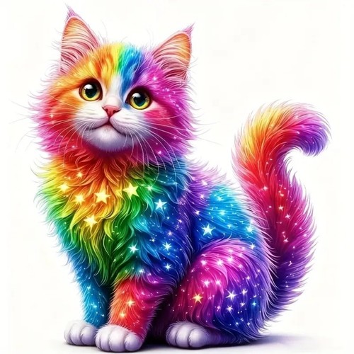 Rainbow kitten vinyl sticker - vinyl,
