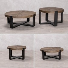 ELM WOODEN COFFEE TABLE TWO SIZES AVAILABLE SMALL LARGE INDUSTRIAL STYLE