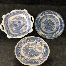 Woods & Sons Seaforth Pattern Oval Plate  10.75" X 9" & 2 Vintage Plates