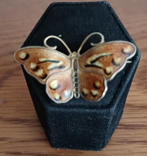 Rare JE Jensen Norway Small Sterling Silver Enamel Butterfly Brooch 1920/30s