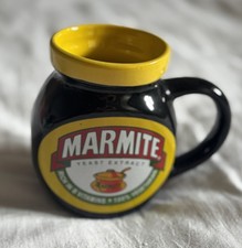 Marmite Mug Jar Shaped Black Yellow Ceramic Collectors Cup 300ml  Please Read