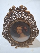 Vtg Brass & Glass Ornate Frame