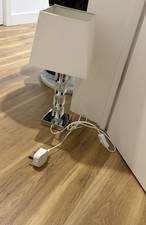 White Table Lamp With Mirrored Stand