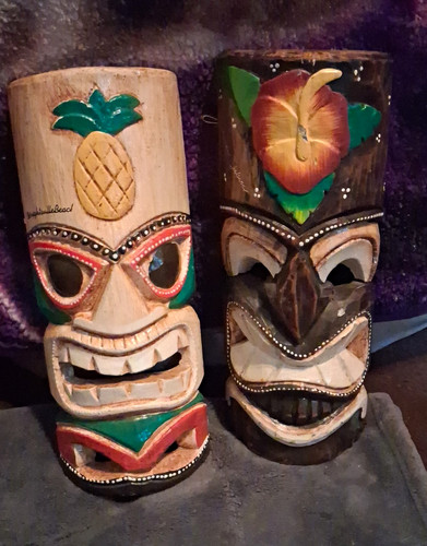Carved wooden hawaiian tiki - wooden,