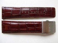 Pulsar-B Hickory brown alligator print 24 MM leather watch band strap