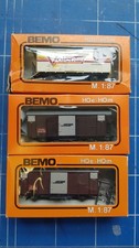 Three Bemo RHB HOm box wagons