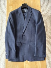 TM Lewin Men's 2-Piece Wool Suit, Slim Fit 40R Jacket, Slim Fit 33R Trousers