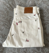 Levi's 501 Jeans W27 L26 cropped embroidered roses Garden Variety straight 