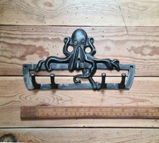 Rustic iron Octopus hook rail