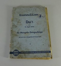 Teilekatalog / Ersatzteilliste Mengele Dungaufzüge / Dunggreifer Du/1 Stand 1956