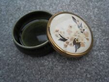 Framecraft Vintage Trinket Box -Gold Tone Lid with Pressed Flowers - Green