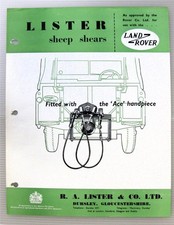 LAND ROVER Lister Sheep Shears Car Accessory Sales Sheet 1959 #LAS/5m/958