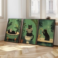 Funny Black Cat Bathroom