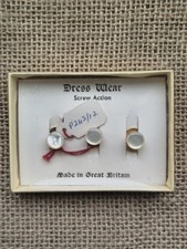 Vintage Dress Wear Tuxedo Shirt Studs White Mother of Pearl MOP Screw Action