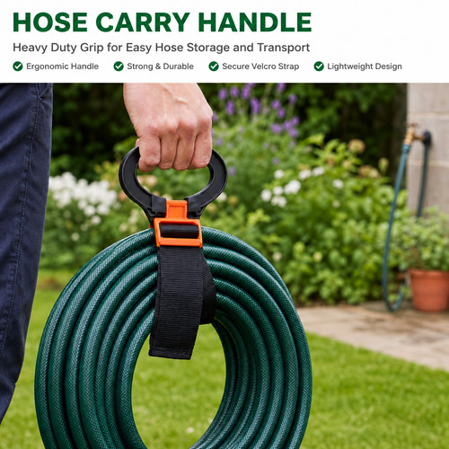 Garden hose carrier pipe strap