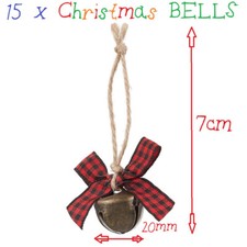 Set of 15 Christmas Bell Hanging Tree Dangle Charms - Festive Xmas Decorations