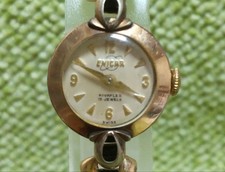 ENICAR Women's Watch Manual Winding Gold Dial 18K Gold　Used From Japan F/S