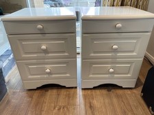 Alstons Two 2 drawer Bedside cabinets with pull out leaf & on wheels