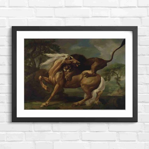 Dramatic lion attacking horse - attacking,