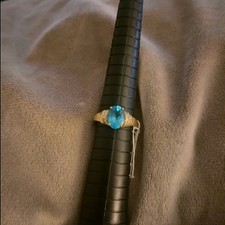 Iliana 18ct gold with diamond and topaz ring size o