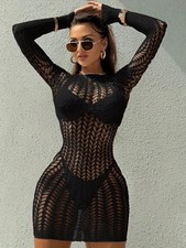 Sexy Black Sheer Mesh Long