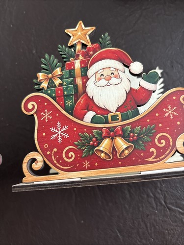 Wooden santa sleigh napkin - santa,