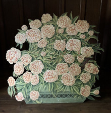 Huge Folk Art Vintage/ Antique Painted Wood Standee Theatre Floral Prop 1950's?