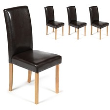 4 Brown Dining Chairs Faux