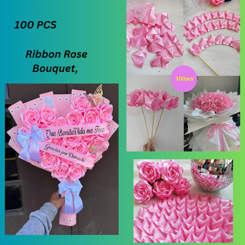 Satin ribbon roses small - -,