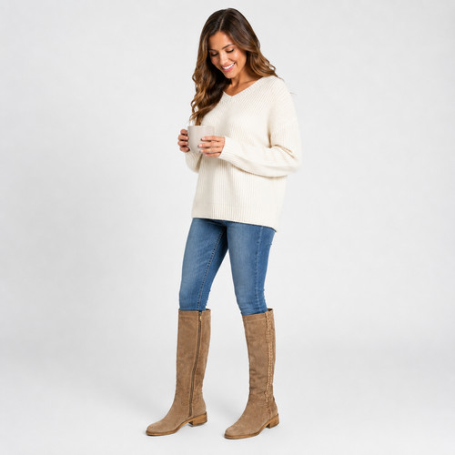 Fabianelli tan suede knee - tan, high