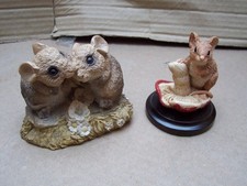 Country Artists of England Mouse On Mushroom Figurine And Another Figure.