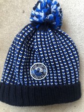 fat face Ski Club  blue knitted pompom hat