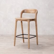 SOLID OAK SCANDI STYLE BREAKFAST BAR STOOL STACKABLE WOODEN STOOL WEATHERED