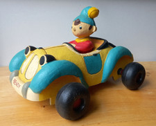 Collectors Enid Blyton "BENDY" Soft Rubber Noddy in Car  26 cm long, Toy c. 1970