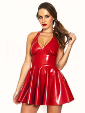 Women Wet Look PVC Mini Dress