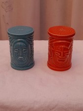 Walt Disney resort Tiki Mask  Polynesian adventure Salt Pepper pots fully marked