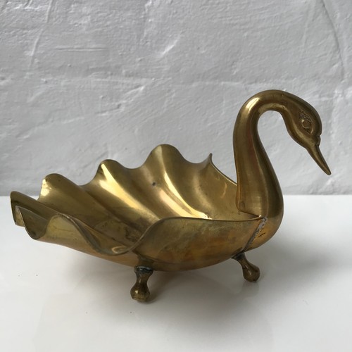 Vintage brass swan shell - vintage,