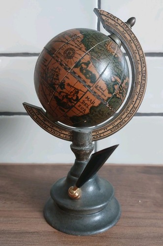 Vintage globe desk pen holder - desk,