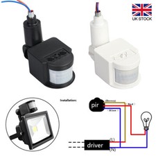 Black 180° Security PIR Motion Sensor LED Light Switch 240V Movement Detector