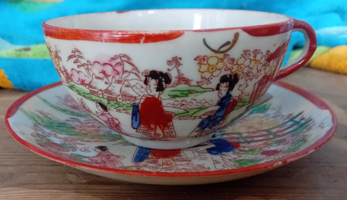 Vintage geisha tea cup - vintage,