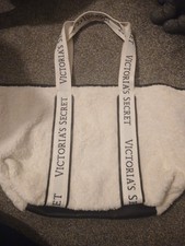 Victorias Secret Borg Bag Cream Black Nwot
