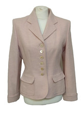 Paul Costelloe Pink Herringbone 10O% Wool Jacket UK 12 Ladies Fashion Preloved