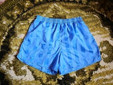 Vintage German Nylon Glanz Shiny Sprinter Sports Shorts Blue Size 8 M/L